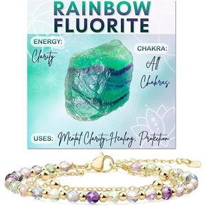 Rainbow Fluorite Crystal Bracelet Beaded Bracelets For Women 4Mm Natural Stone